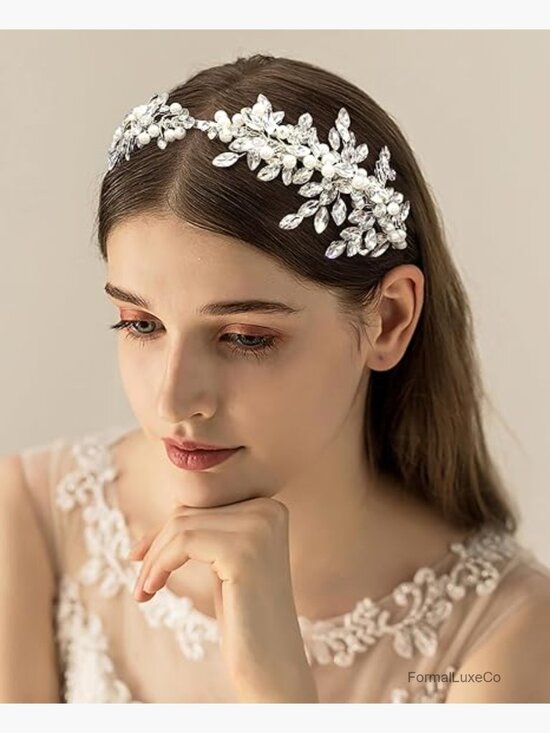 Silver Rhinestone Bridal Headband Wedding Hair Accessory Headpiece main image 6